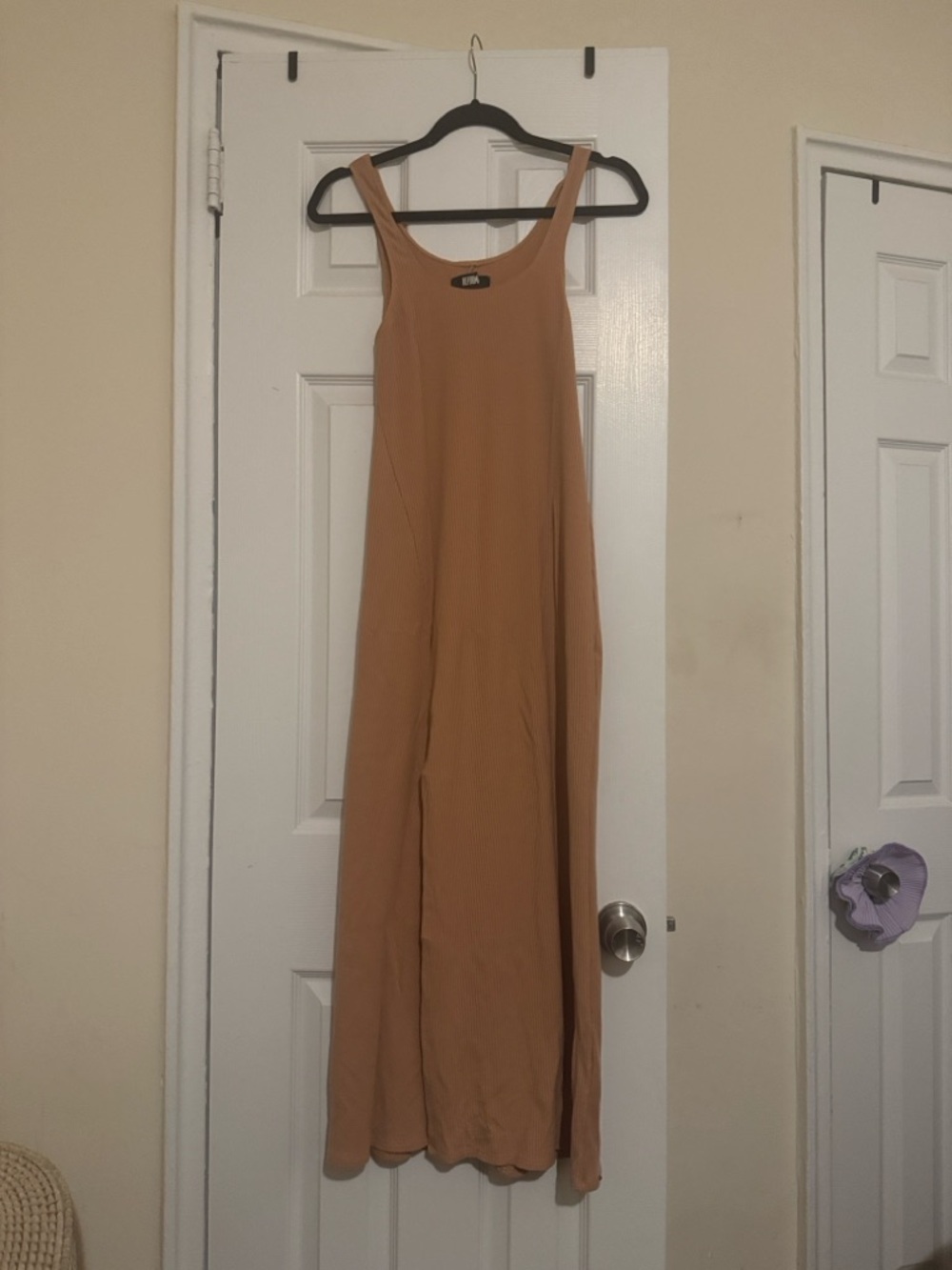 Reformation Ribbed Scoop-Neck Maxi Dress with Slit